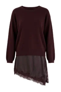 TRENDYOLMİLLA Brown Asymmetric Lace Detailed Knitwear Sweater - Image 5
