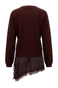 TRENDYOLMİLLA Brown Asymmetric Lace Detailed Knitwear Sweater - Image 7