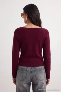 TRENDYOLMİLLA Burgundy Premium Thread/Special Thread Knitwear Sweater - Image 6