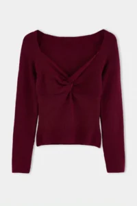 TRENDYOLMİLLA Burgundy Premium Thread/Special Thread Knitwear Sweater - Image 7