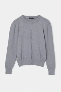 TRENDYOLMİLLA Wardrobe Essentials Anthracite Crew Neck buttoned Knitwear Sweater - Image 4