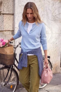 TRENDYOLMİLLA Wardrobe Essentials Baby BLUE Crew Neck buttoned Knitwear Sweater - Image 2