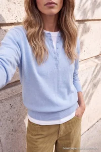 TRENDYOLMİLLA Wardrobe Essentials Baby BLUE Crew Neck buttoned Knitwear Sweater - Image 3