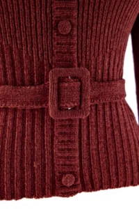 TRENDYOLMİLLA Burgundy Special Thread chenille Belt Detailed Knitwear Sweater - Image 11