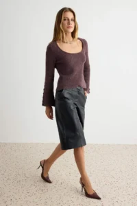 TRENDYOLMİLLA Plum Soft textured Woolly Special Thread Knitwear Sweater