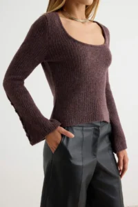 TRENDYOLMİLLA Plum Soft textured Woolly Special Thread Knitwear Sweater - Image 4