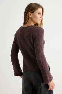TRENDYOLMİLLA Plum Soft textured Woolly Special Thread Knitwear Sweater - Image 5