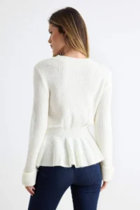 TRENDYOLMİLLA Ecru Soft textured Skirt Tip peplum Detailed Knitwear Sweater - Image 4