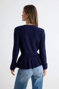 TRENDYOLMİLLA Indigo Soft textured Skirt Tip peplum Detailed Knitwear Sweater - Image 4