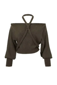 TRENDYOLMİLLA Khaki Soft textured Special Thread Collar Detailed Knitwear Sweater - Image 6