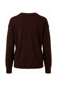 TRENDYOLMİLLA Wardrobe Essentials Brown Cashmere V-neck Drop Sleeve Knitwear Sweater - Image 2
