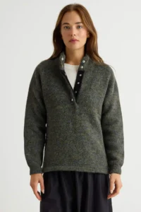 TRENDYOLMİLLA Anthracite Soft textured Woolly Wide Pattern Thick Knitwear Sweater - Image 2
