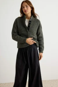TRENDYOLMİLLA Anthracite Soft textured Woolly Wide Pattern Thick Knitwear Sweater - Image 3