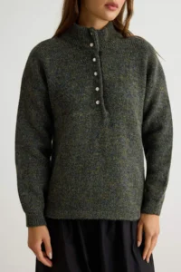 TRENDYOLMİLLA Anthracite Soft textured Woolly Wide Pattern Thick Knitwear Sweater - Image 4