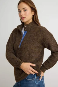 TRENDYOLMİLLA Brown Soft textured Woolly Wide Pattern Thick Knitwear Sweater - Image 2