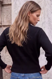 TRENDYOLMİLLA Wardrobe Essentials Black Polo Shirt Collar Fitted/Bluzan Knitwear Sweater - Image 4