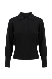 TRENDYOLMİLLA Wardrobe Essentials Black Polo Shirt Collar Fitted/Bluzan Knitwear Sweater - Image 5