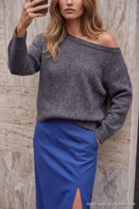 TRENDYOLMİLLA Wardrobe Essentials Anthracite Soft textured Boat Neck Basic Knitwear Sweater - Image 3
