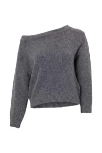 TRENDYOLMİLLA Wardrobe Essentials Anthracite Soft textured Boat Neck Basic Knitwear Sweater - Image 5