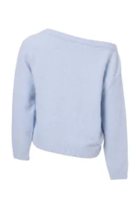 TRENDYOLMİLLA Wardrobe Essentials Light BLUE Soft textured Boat Neck Knitwear Sweater - Image 7