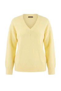 TRENDYOLMİLLA Wardrobe Essentials Yellow Soft textured Special Quality Wide Pattern Knitwear Sweater