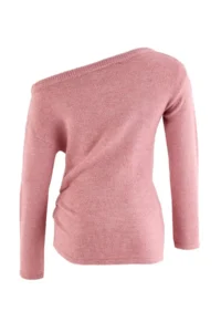 TRENDYOLMİLLA PINK Soft textured Boat Neck Side Shirred Knitwear Sweater - Image 11
