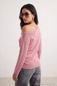 TRENDYOLMİLLA PINK Soft textured Boat Neck Side Shirred Knitwear Sweater - Image 7