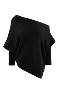 TRENDYOLMİLLA Black Boat Neck Bat Arm Knitwear Sweater - Image 5