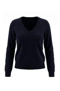 TRENDYOLMİLLA NAVY BLUE Wardrobe Essenstials Stone 100% Wool V-neck Basic Knitwear Sweater