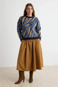 TRENDYOLMİLLA BLUE Sequin Sequin embroidered Soft textured Knitwear Sweater