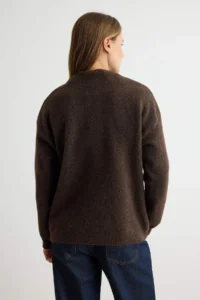 TRENDYOLMİLLA Brown Soft textured Teddy Bear Patch Knitwear Sweater - Image 4