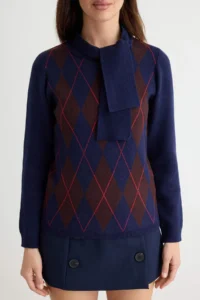 TRENDYOLMİLLA NAVY BLUE Collar Ucu Binding Detailed Knitwear Sweater - Image 3