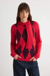 TRENDYOLMİLLA Red Collar Ucu Binding Detailed Knitwear Sweater - Image 4