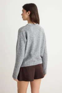 TRENDYOLMİLLA Gray Soft textured Bear Embroidered Stone embroidered Knitwear Sweater - Image 4