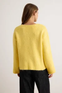 TRENDYOLMİLLA Yellow Thick Solid Look Soft textured Knitwear Sweater - Image 4
