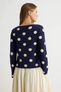 TRENDYOLMİLLA NAVY BLUE Puantiye Patterned Knitwear Sweater - Image 4