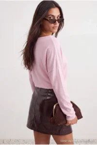 TRENDYOLMİLLA PINK Premium Thread/Special Thread Boat Neck Fitted Knitwear Sweater - Image 5