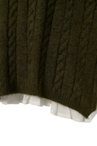 TRENDYOLMİLLA Khaki Soft textured pleated Shirt Garni Material Detailed Knitwear Sweater - Image 2