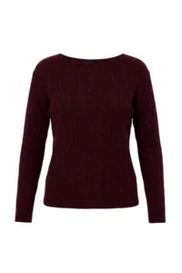 TRENDYOLMİLLA Plum Boat Neck Soft textured Knitwear Sweater