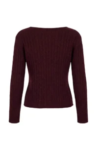 TRENDYOLMİLLA Plum Boat Neck Soft textured Knitwear Sweater - Image 2