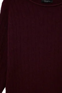 TRENDYOLMİLLA Plum Boat Neck Soft textured Knitwear Sweater - Image 3