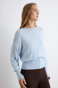 TRENDYOLMİLLA Light BLUE Thin Rib Detailed Knitwear Sweater - Image 2