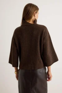 TRENDYOLMİLLA Brown High Neck Oversized Soft textured Knitwear Sweater - Image 4