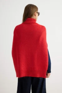 TRENDYOLMİLLA Red Soft textured High Neck Sleeveless Cape/Cape Knitwear Sweater - Image 5