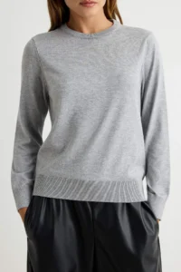 TRENDYOLMİLLA Gray Crew Neck removable Shawl Detailed Knitwear Sweater - Image 4