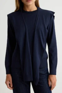 TRENDYOLMİLLA NAVY BLUE Crew Neck removable Shawl Detailed Knitwear Sweater - Image 4