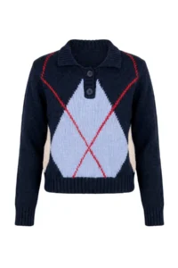 TRENDYOLMİLLA NAVY BLUE Soft textured Baklava Patterned Knitwear Sweater