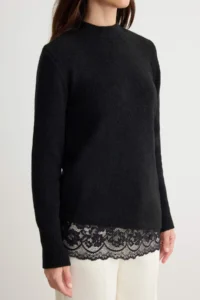 TRENDYOLMİLLA Black Asymmetric Lace Detailed Sweater - Image 3