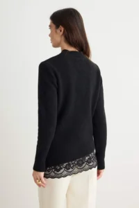 TRENDYOLMİLLA Black Asymmetric Lace Detailed Sweater - Image 4