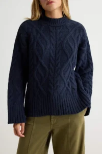 TRENDYOLMİLLA NAVY BLUE Soft textured Premium Thread Knitwear Sweater - Image 3